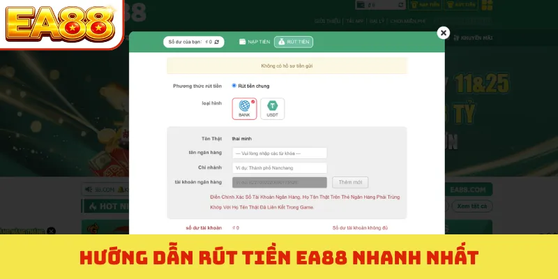 EA88 11 Hướng dẫn rút tiền EA88 nhanh nhất